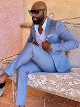 Load image into Gallery viewer, Blue Men's Suit. Wedding Suits Man Tuxedos Slim Fit Notched Lapel Terno