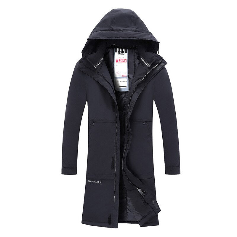 -30 Degree Parkas Men's Long Jacket Men Winter Jacket White Parkas Thicken Coat Fur Hooded Thick Warm Windbreaker