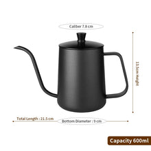 Cargar imagen en el visor de la galería, 304 Stainless Steel Mounting Bracket Hand Punch Pot Coffee Pots Drip Gooseneck Spout Long Mouth Coffee Kettle Teapot About 600Ml
