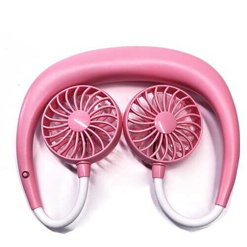 Beat The Heat Double Cool Cordless Breezy Mini Collar Fan - Color: PINK FAN