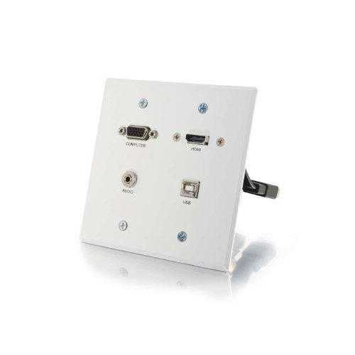 RAPIDRUN VGA + 3.5MM DOUBLE GANG WALL PLATE + HDMI AND USB PASS THROUGH - WHITE