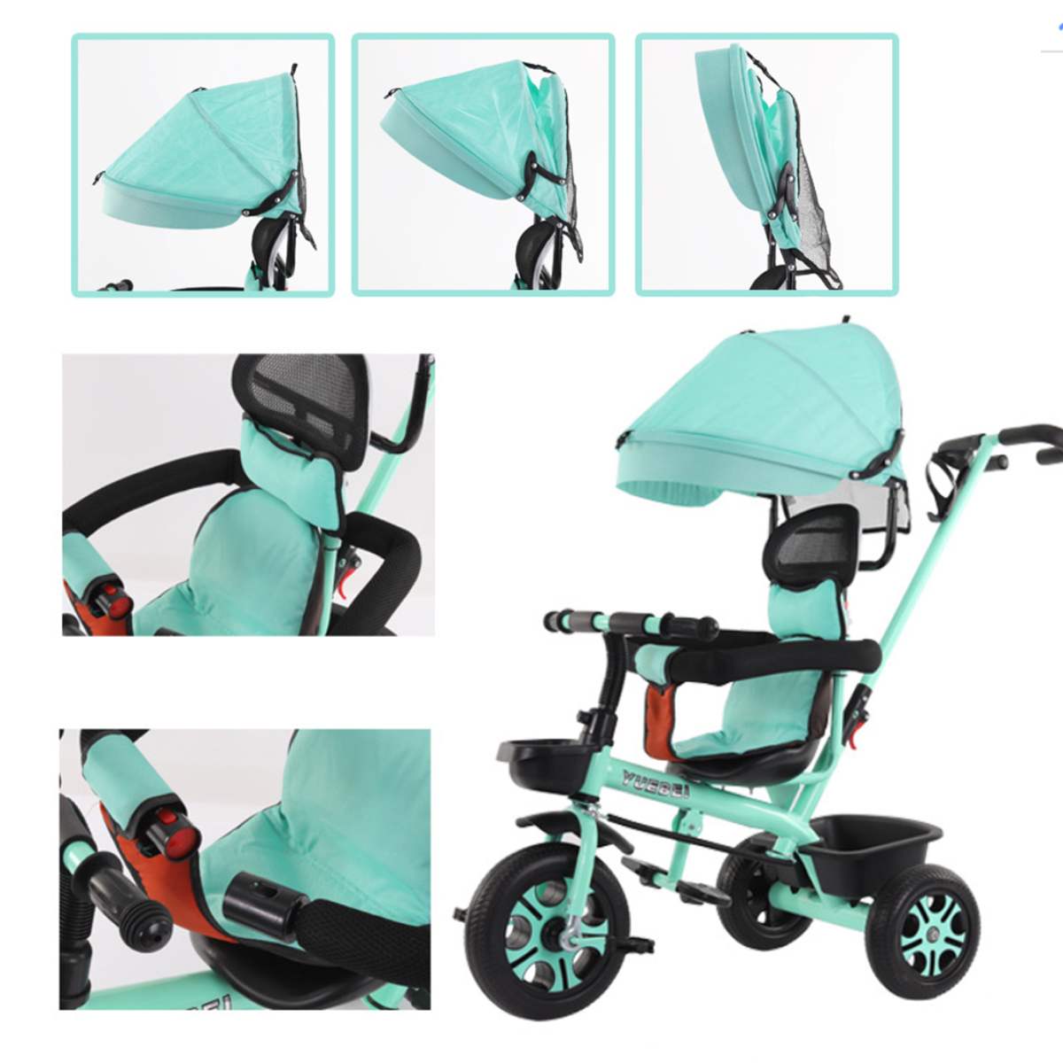 4 In 1 Infant Tricycle Folding Rotating Seat Baby Stroller 3 Wheel Bicycle Kids Bike Three Wheel Stroller Toddler Baby Trolley