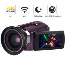 将图片加载到图库查看器,4K Camcorder 16X ZOOM Digital Video Recorder Camera Ultra HD Wifi IR Night Vision LCD Touchscreen External with Wide Angle Lens