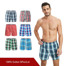 Charger l'image dans la galerie, 5 pcs Mens Underwear Boxers Shorts Casual Cotton Sleep Underpants Quality Plaid Loose Comfortable Homewear Striped Arrow Panties