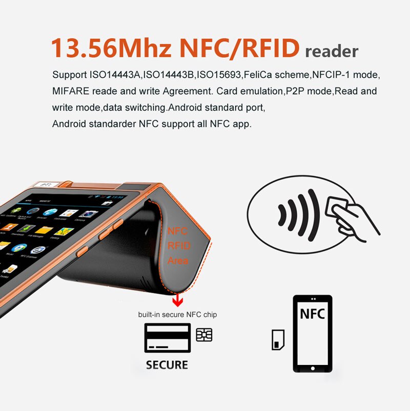 Dual Screen Mobile POS Android POS with Barcode Scanner & 58mm Thermal Printer