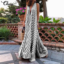 將圖片載入圖庫檢視器 5XL Celmia Summer Dress Bohemian Women Maxi Long Sundress Ladies Sexy V neck Casual Loose Ruffle Vestidos Party Robe Plus Size