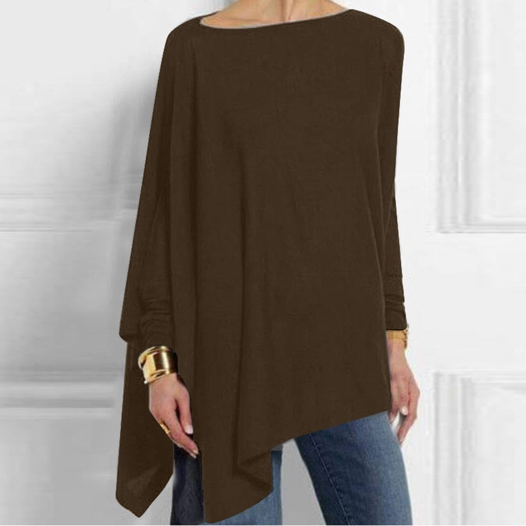 Cotton Irregular Women's Long Sleeve Tunic Blouse Long Sleeve Top Tunic Spring Plus Size Blusas Shirts