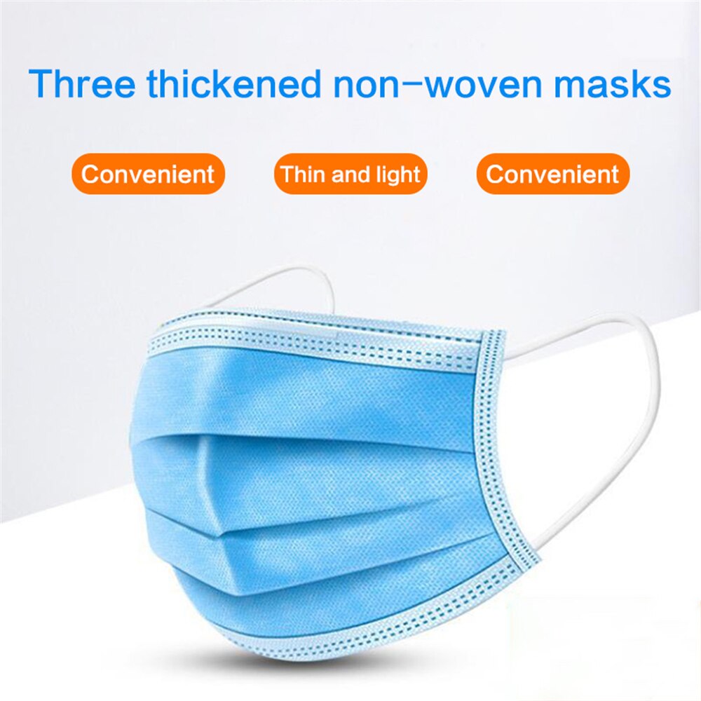 600/500/400/300/200/50/10 Pcs Disposable Fabric Face Mask Anti-pollution Particle 3 Layers Nonwoven Filter Facial Mouth Mask