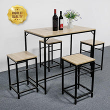 Charger l'image dans la galerie, A Set Of 4 Dining Chairs + 1 Dining Table Set Home Furniture Durable Dining Table Dinner Chair Set Wooden Iron Bar Table
