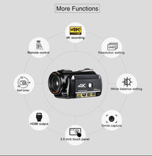 Charger l'image dans la galerie, AC3 Digital Video Camera 4K UHD 24MP Camcorder 3.0" LCD with 1pcs Batteries+Extra 0.39X Lens+Microphone+Lens Hood