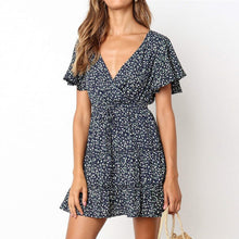 將圖片載入圖庫檢視器 Aachoae 2020 Women Summer Dress Boho Style Floral Print Beach Dress Ruffles Elegant Party Dress Short Sleeve Sundress Vestiods