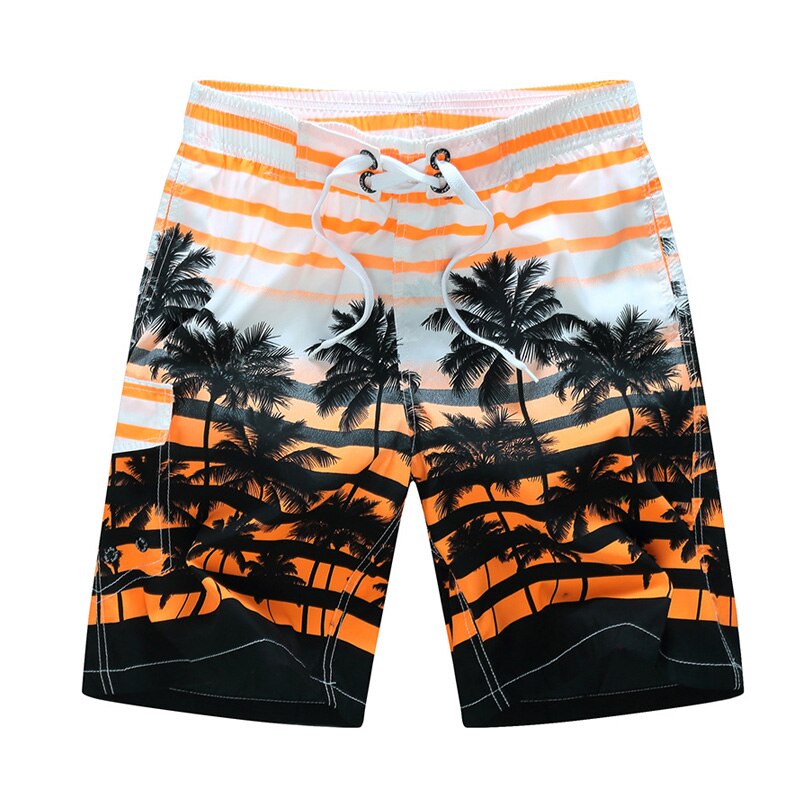 Adisputent Summer Men's Coconut Tree Print Swimming Casual Shorts Quick-Dry Board Shorts Surf Wear Size M-6XL Loose Swimsuit