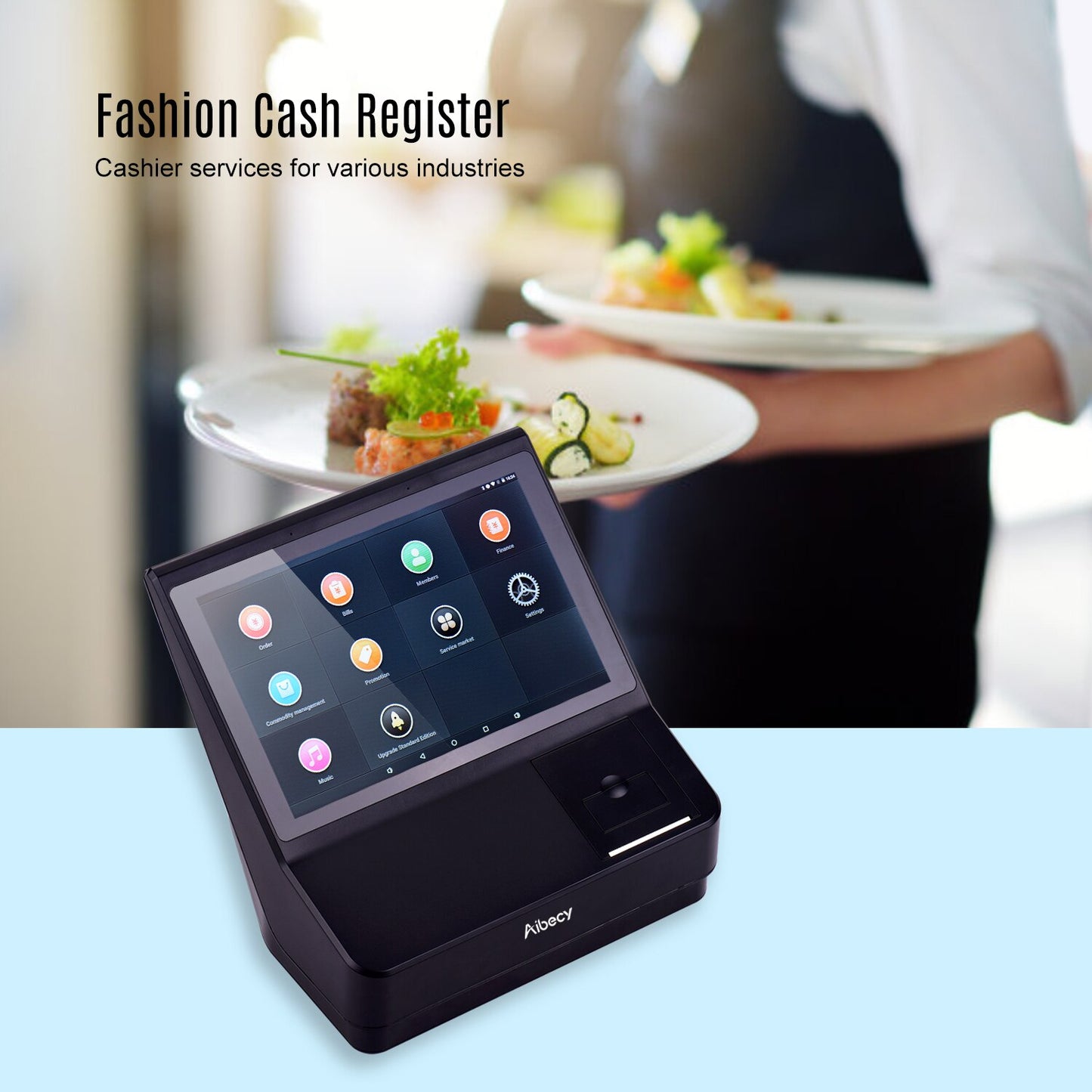 Aibecy 10.1 Inch Touchscreen Register POS Cash with Point of Sale System Support WiFi BT Connection Multilingual System