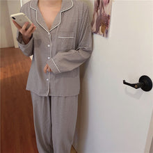 Load image into Gallery viewer, Alien Kitty Loose Nightwear High Quality Sweet 2021 Hot Oversize Plaid Homewear Stylish Lace Chic Suits Casual Pajamas Sets