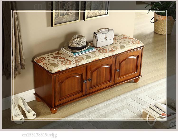 American-style Solid Wood Shoe-changing Stool-style Shoe Cabinet