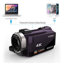 Cargar imagen en el visor de la galería, Andoer Digital Video Camera 4K 1080P 48MP WiFi Camcorder Recorder with External Microphone Novatek digital camera