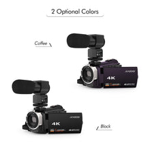 Cargar imagen en el visor de la galería, Andoer Digital Video Camera 4K 1080P 48MP WiFi Camcorder Recorder with External Microphone Novatek digital camera