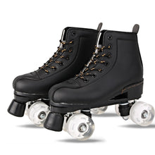 將圖片載入圖庫檢視器 Artificial Leather Roller Skates Double Line Skates Women Men Adult Two Line Skating Shoes Patines With White PU 4 Wheels
