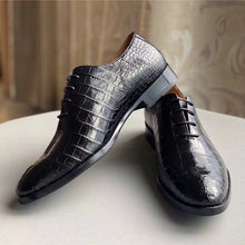 Cargar imagen en el visor de la galería, Authentic Real Crocodile Belly Skin Men's Business Dress Shoes Genuine Alligator Leather Handmade Male Lace-up Formal Suit Shoes