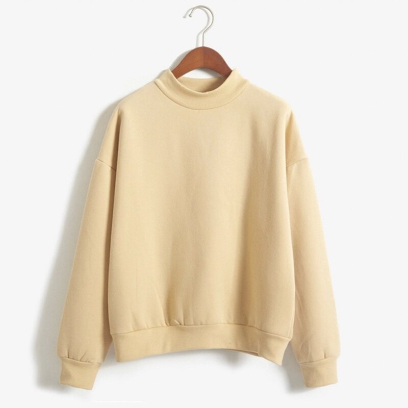 Autumn Casual Harajuku Candy Color Sweatshirts Women Long Sleeve Kpop Turtleneck Tops Pullover Fleece Autumn Sweater. 2050-121