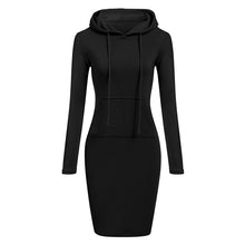 將圖片載入圖庫檢視器 Autumn Winter Warm Sweatshirt Long-sleeved Dress Woman Clothing Hooded Collar Pocket Simple Casual lady Dress Vesdies Sweatshirt