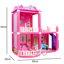 将图片加载到图库查看器,Kids Dollhouse Toys Pink Assemble Princess Villa Handmade Construction Casa Miniature Furniture Dollhouse For Children Gift