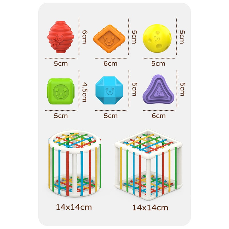 Baby Shapes Sorting Toy Motor Skill Tactile Touch Toy 10 months to 3 years InnyBin Soft Cube montessori educational toys