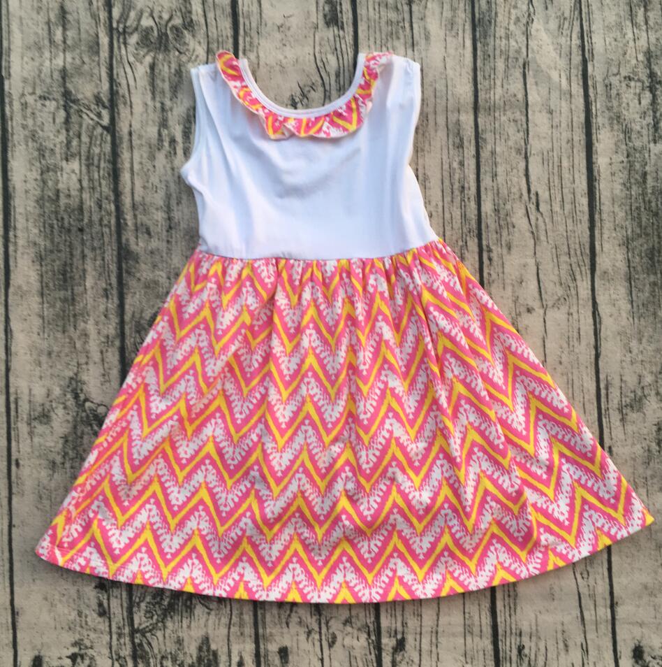 Baby girls summer fashion style solid color dress children ruffle round neck clothing kids sleeveless dress