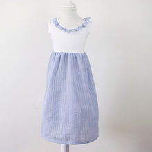 將圖片載入圖庫檢視器 Baby girls summer fashion style solid color dress children ruffle round neck clothing kids sleeveless dress