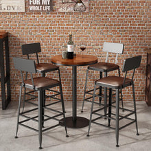 将图片加载到图库查看器,Bar stool high stool Nordic wrought iron solid wood modern minimalist bar chair home creative table back bar stool