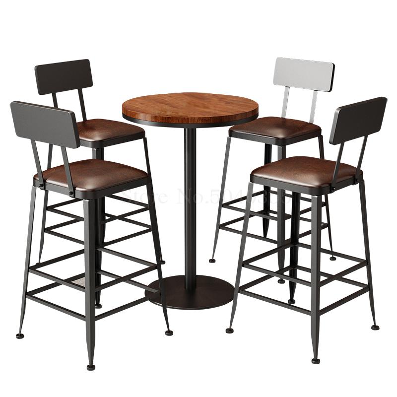 Bar stool high stool Nordic wrought iron solid wood modern minimalist bar chair home creative table back bar stool