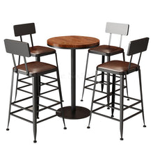 将图片加载到图库查看器,Bar stool high stool Nordic wrought iron solid wood modern minimalist bar chair home creative table back bar stool