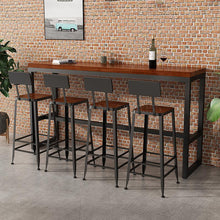 将图片加载到图库查看器,Bar stool high stool Nordic wrought iron solid wood modern minimalist bar chair home creative table back bar stool