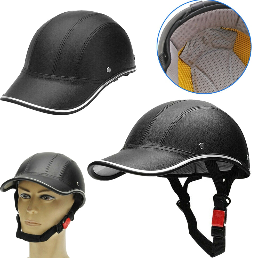 Baseball Cap Style Motorcycle Bicycle Helmet Half Face Helmet Electric Scooter Anti-UV Safety Hard Hat Adjustale Summer Cap