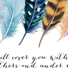 Load image into Gallery viewer, Bible Verse Psalm 91:4 Poster Canvas Art Prints , Birds Feathers Scripture Christian Quotes Canvas Painting Wall Art Home Decor