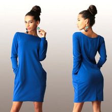 將圖片載入圖庫檢視器 Bigsweety Women's Mini Dress wiith Pockets Slim Pack Hip Bodycon Dress Ladies Work Office Dress Vestido