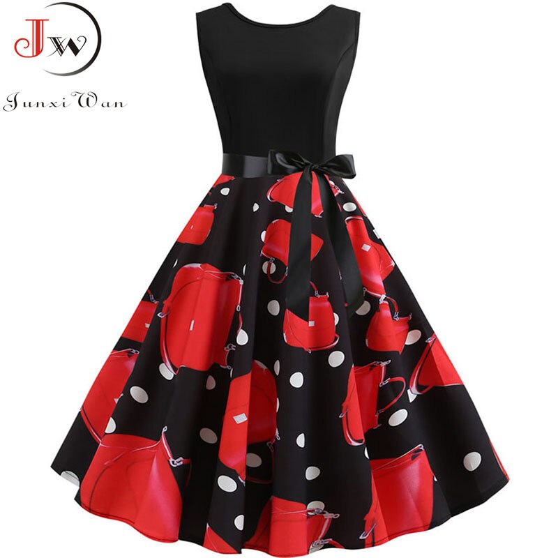 Black Polka Dot Party Dress Women 2020 Summer Red Pin Up Rockabilly Dress robe femme 50s 60s Elegant Vintage Dress Plus Size