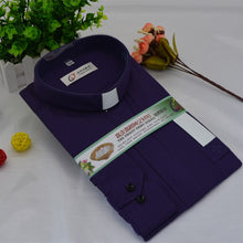 Load image into Gallery viewer, Black Top Priest Shirt Long Sleeve Pastor Clergy Stand-up Collar Minister Preacher Tops Roman Shirts Haut Noir Priest Costume