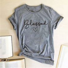 将图片加载到图库查看器,Blessed Heart Printing T-shirts Women Summer Clothes T Shirt Harajuku Graphic Tee Casual Short Sleeve Tops for Women