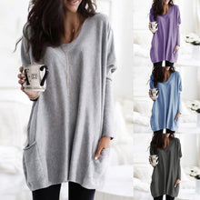 将图片加载到图库查看器,Blouse 2019 Top New Womens Solid Warm Long Sleeve V Neck Sweatshirt Loose Solid Pullover Tops Blouse For Women Haut Femme