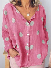 将图片加载到图库查看器,Women's Bohemian Style Summer Cotton Nlend Tops V Neck Dot Top Blouse Casual Loose Baggy Tops Shirts Plus Size