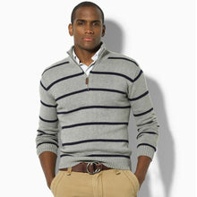 Cargar imagen en el visor de la galería, Men's Cotton Sweater Small Horse Eden Casual Sweaters Pull Homme Knitted Pullover Half Zipper Turtleneck Polo-Collar