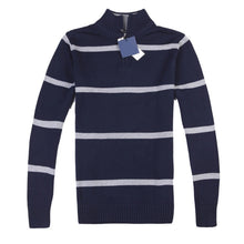 Cargar imagen en el visor de la galería, Men's Cotton Sweater Small Horse Eden Casual Sweaters Pull Homme Knitted Pullover Half Zipper Turtleneck Polo-Collar
