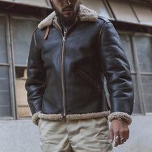 Charger l'image dans la galerie, Bronson USAAF B-6 Shearling Flight Jacket Sheepskin Bomber Jacket Winter Warm Retro Military Jacket