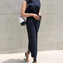 Cargar imagen en el visor de la galería, CHICEVER Summer Dresses Women Slash Neck Hem Split Big Pocket Waist Lace Up Slim Dress Female Korean Fashion Tide New