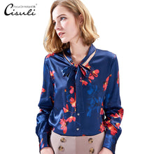 将图片加载到图库查看器,CISULI Silk Blouses Women Shirt Silk Satin Blouses Long Sleeve Plus Size 5XL Pearl Glossy Shirts
