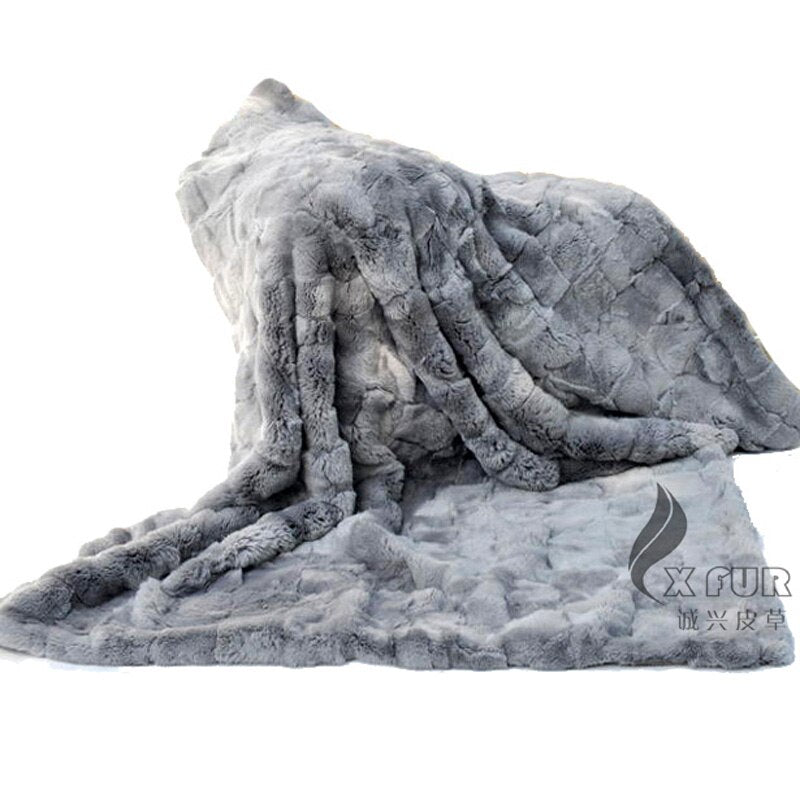 CX-D-65C 70X140 Winter Warm Custom Made Patchwork Rex Rabbit Fur Rug