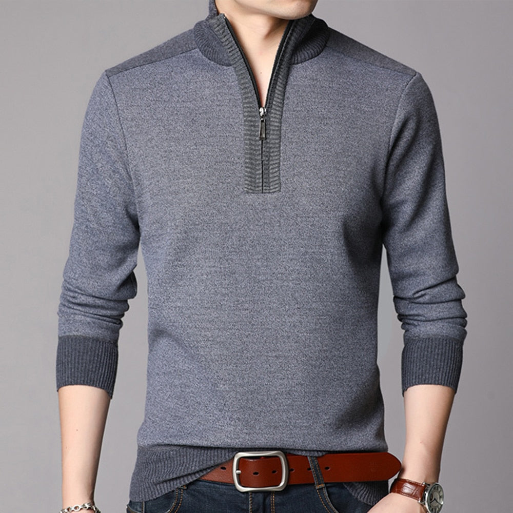 Men's Cashmere Sweater Clothes Spring Autumn Winter Thick Warm Wool Pullover Men Casual Zipper Turtleneck Pull Homme MZM063