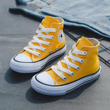 Load image into Gallery viewer, Unisex Children's High-top Canvas Girls or Boys Quality Fabric School Shoes Fashion Candy Color Sneakers Spring Autumn Outside Travel Canvas