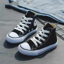 Load image into Gallery viewer, Unisex Children's High-top Canvas Girls or Boys Quality Fabric School Shoes Fashion Candy Color Sneakers Spring Autumn Outside Travel Canvas